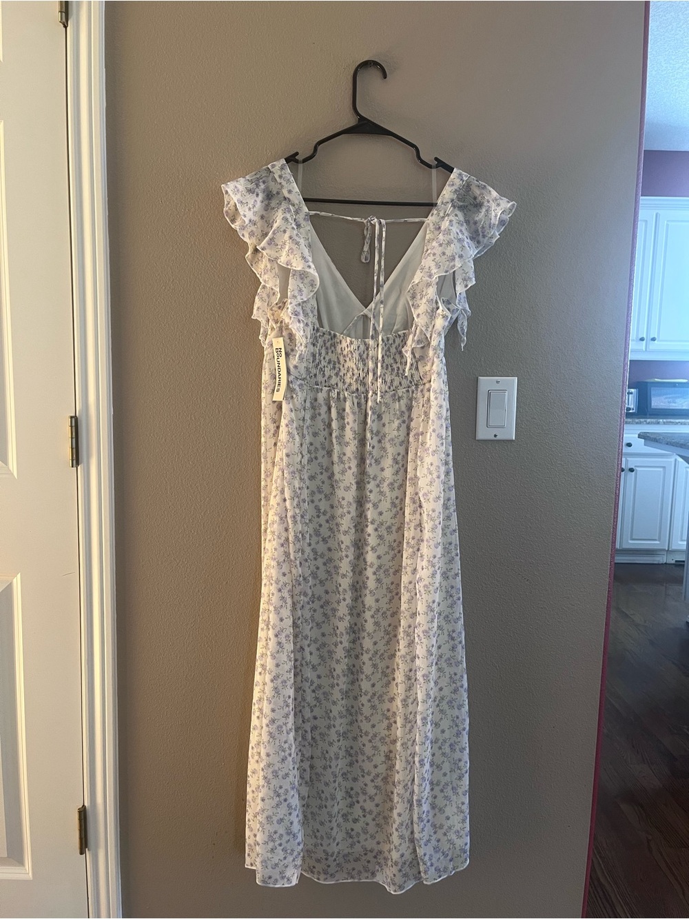 No Boundaries White Maxi Dress with Lavender Floral Print - Picture 4 of 4